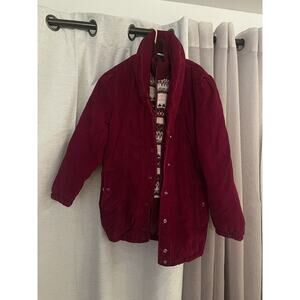 Women's Corduroy Jacket Red Size M Workwear Cropped Trucker